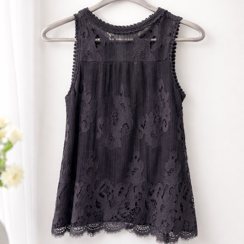 Lace Sleeveless Tank Top - Black